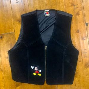 DISNEY BLACK LEATHER MICKEY MOUSE VEST